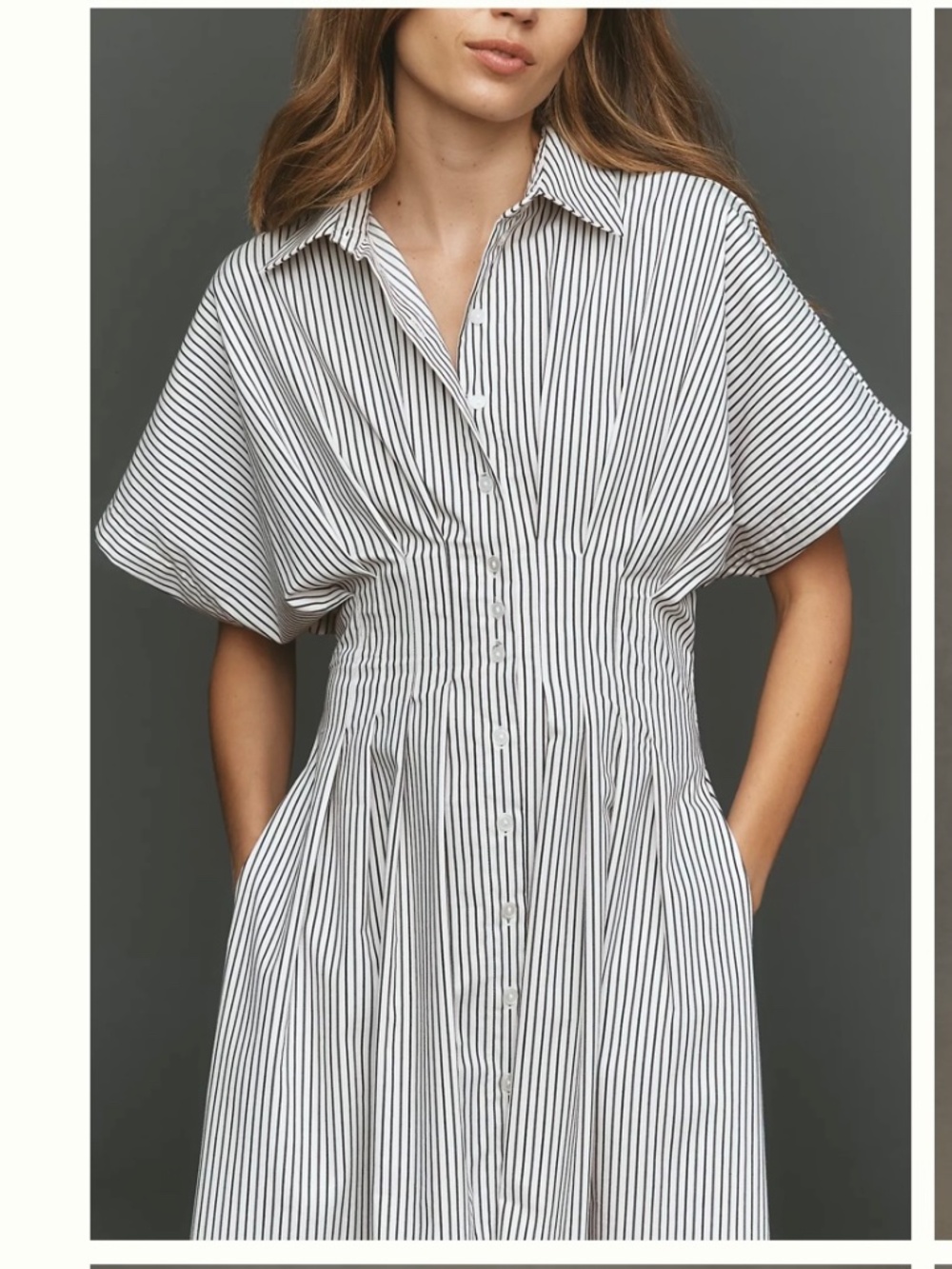 Anthropologie Exquise Tobie Striped Midi Shirtdress Black White M NWT